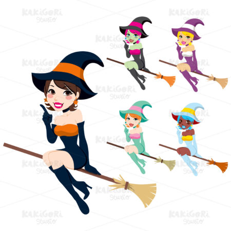 Beautiful Witch Clipart Vector Illustration 00926