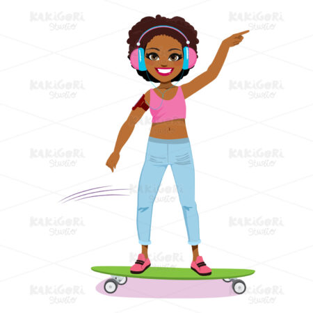 Beautiful Woman Skating Clipart Vector Illustration 04569