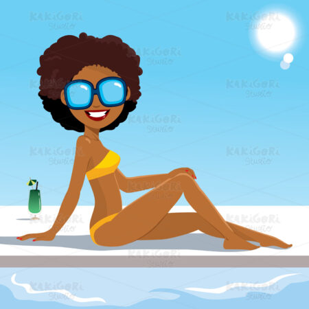 Beautiful Woman Swimming Pool Clipart Vector Illustration 03626