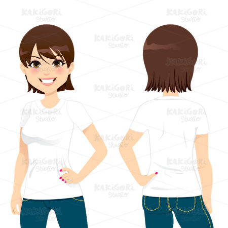 Beautiful Woman T-shirt Clipart Vector Illustration 00891