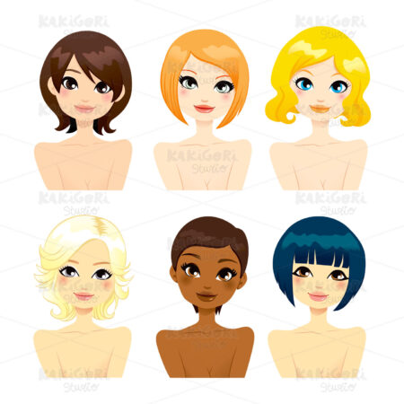 Beautiful Women Short Hair Clipart Vector Illustration 01032