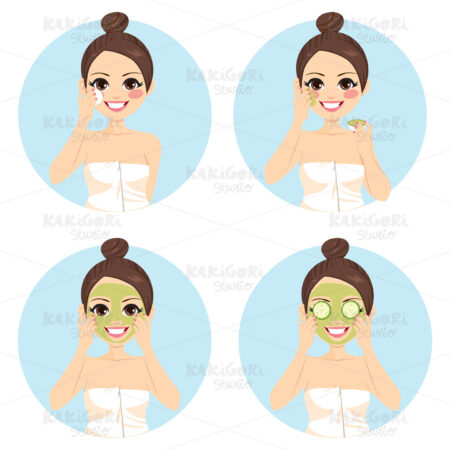 Beauty Cucumber Facial Treatment Clipart Vector Illustration 03307