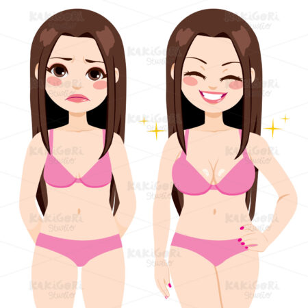 Before After Breast Augmentation Clipart Vector Illustration 02753