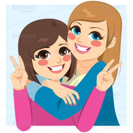 Best Friends Hugging Clipart Vector Illustration 03251