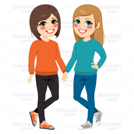Best Friends Together Clipart Vector Illustration 03252