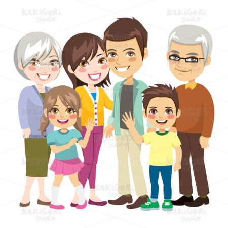 Big Happy Family Clipart Vector Illustration 04785