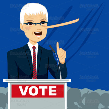 Big Nose Politician Lying Clipart Vector Illustration 02168