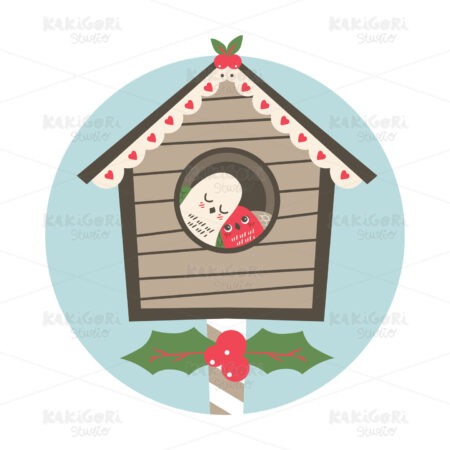 Bird House Christmas Clipart Vector Illustration 03756