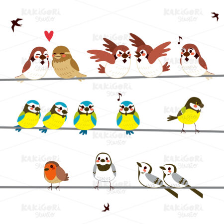 Bird On Wires Clipart Vector Illustration 02451