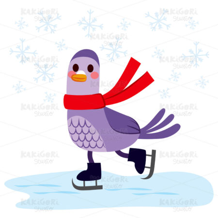 Bird Skating Ice Clipart Vector Illustration 02328