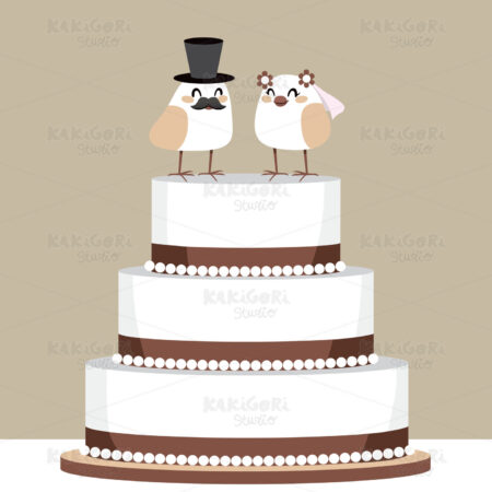 Birds Love Wedding Cake Clipart Vector Illustration 01060