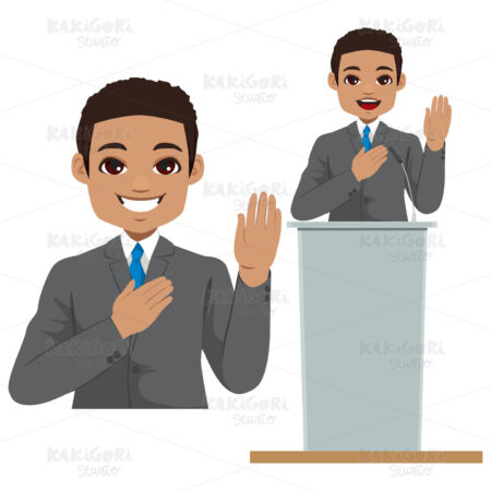 Black American Politician Clipart Vector Illustration 04618