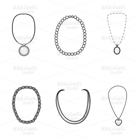 Black And White Necklaces Clipart Vector Illustration 01623