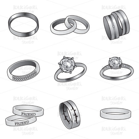 Black And White Rings Clipart Vector Illustration 01587