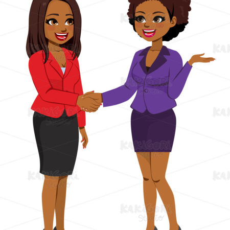 Black Businesswomen Shaking Hands Clipart Vector Illustration 04925