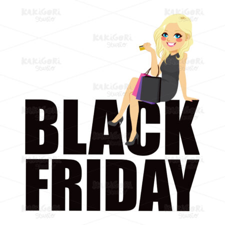 Black Friday Fashion Girl Text Clipart Vector Illustration 03126