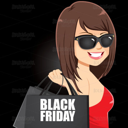 Black Friday Girl Clipart Vector Illustration 03793