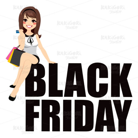 Black Friday Woman Text Clipart Vector Illustration 03119