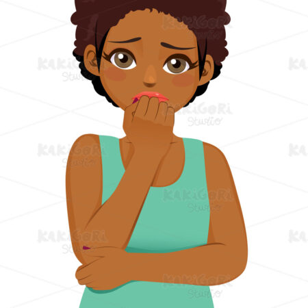 Black Girl Scared Expression Clipart Vector Illustration 04891