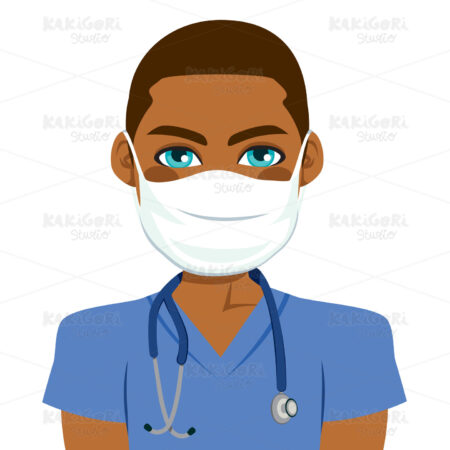 Black Male Nurse Clipart Vector Illustration 03331