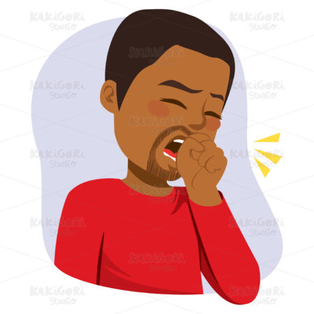 Black Man Coughing Clipart Vector Illustration 04288
