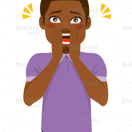Black Man Shocked Surprise Expression Clipart Vector Illustration 05100