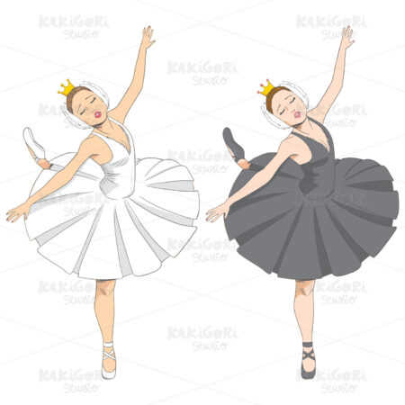 Black & White Ballerina Clipart Vector Illustration 01683