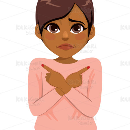 Black Woman Confused Choosing Ways Clipart Vector Illustration 04949