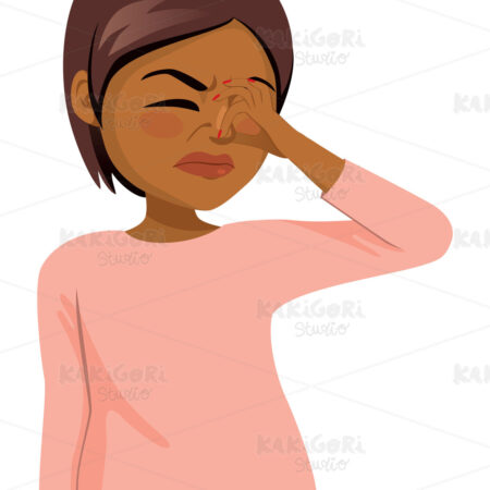 Black Woman Disgusted Bad Smell Clipart Vector Illustration 04947