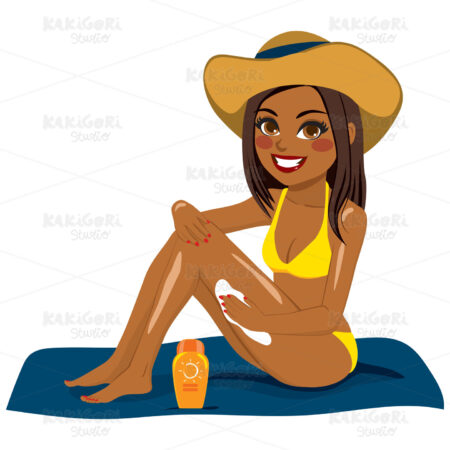 Black Woman Sunbathing Clipart Vector Illustration 04135