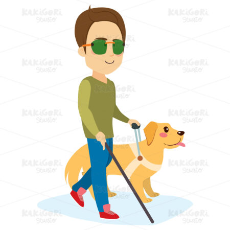 Blind Man With Dog Clipart Vector Illustration 04660
