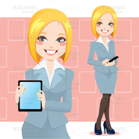 Blond Business Woman Clipart Vector Illustration 00814