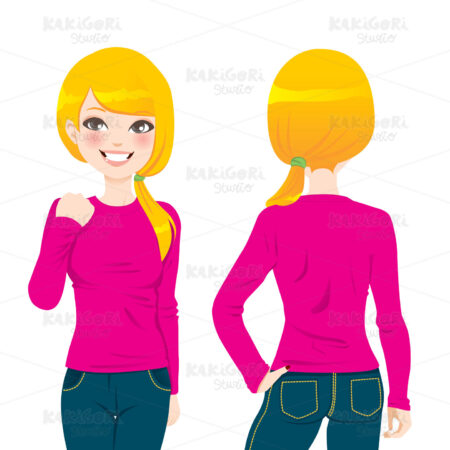 Blond Girl T-shirt Clipart Vector Illustration 00890