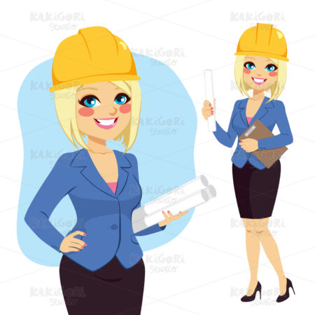 Blonde Architect Woman Clipart Vector Illustration 02956