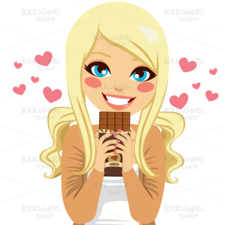 Blonde Chocolate Lover Clipart Vector Illustration 01502