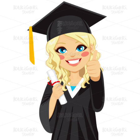 Blonde Graduation Girl Clipart Vector Illustration 01991
