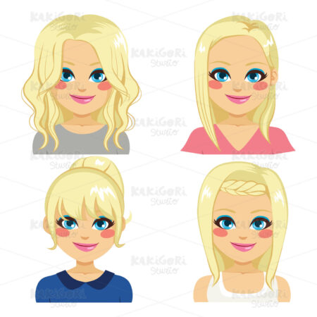 Blonde Hairstyles Clipart Vector Illustration 03557