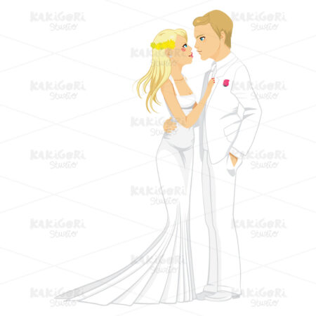 Blonde Married Couple Clipart Vector Illustration 01969