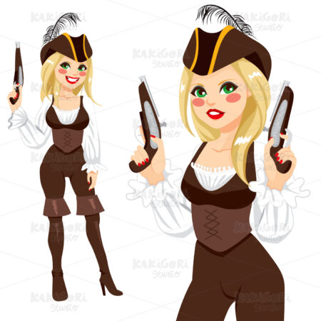 Blonde Pirate Woman Clipart Vector Illustration 01771
