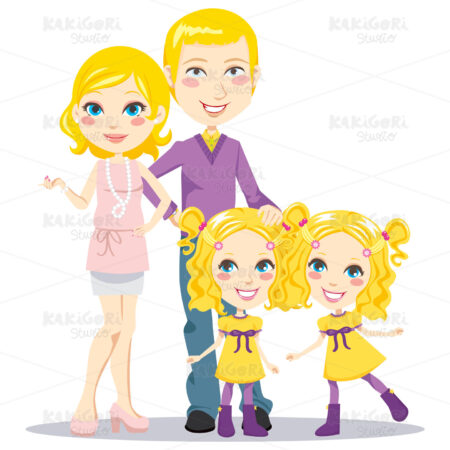 Blonde Posh Family Clipart Vector Illustration 00379