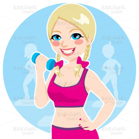 Blonde With Dumbbell Clipart Vector Illustration 01395