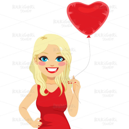 Blonde Woman Heart Balloon Clipart Vector Illustration 03333