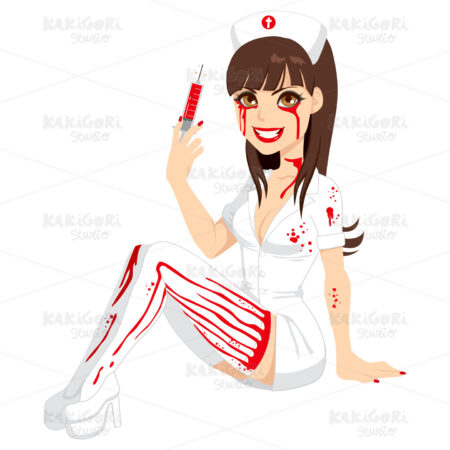 Bloody Halloween Nurse Clipart Vector Illustration 01184