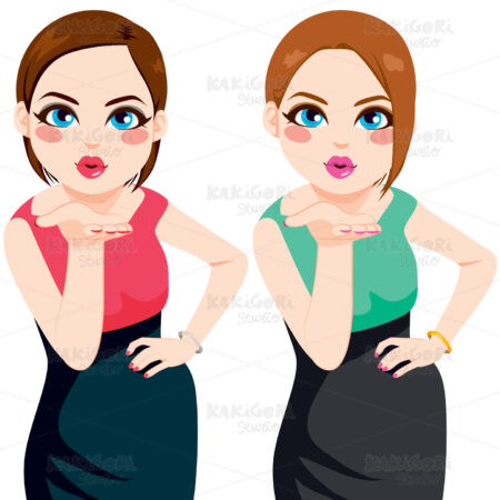Blowing Kiss Women Clipart Vector Illustration 02209