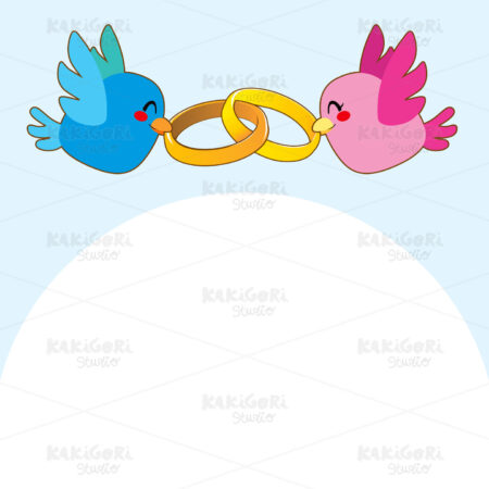 Blue Bird Engagement Rings Clipart Vector Illustration 01057