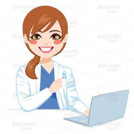 Blue Ribbon Female Doctor Clipart Vector Illustration 04358