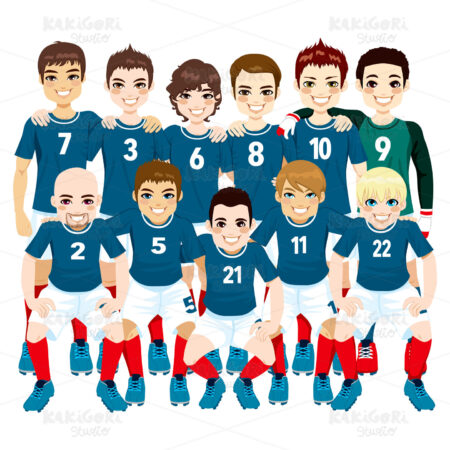 Blue Soccer Team Players Clipart Vector Illustration 01455