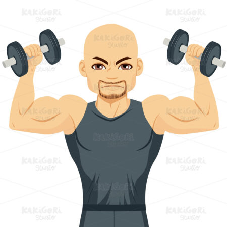 Bodybuilder Man Exercising Clipart Vector Illustration 02706