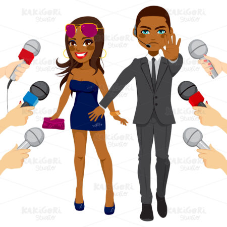 Bodyguard Press Celebrity Girl Clipart Vector Illustration 02702