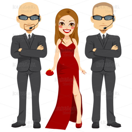 Bodyguards With Super Star Clipart Vector Illustration 02607
